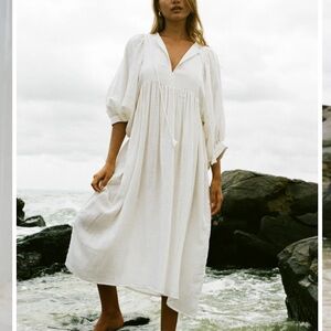 Kyra Midi Dress ~ White Gauze